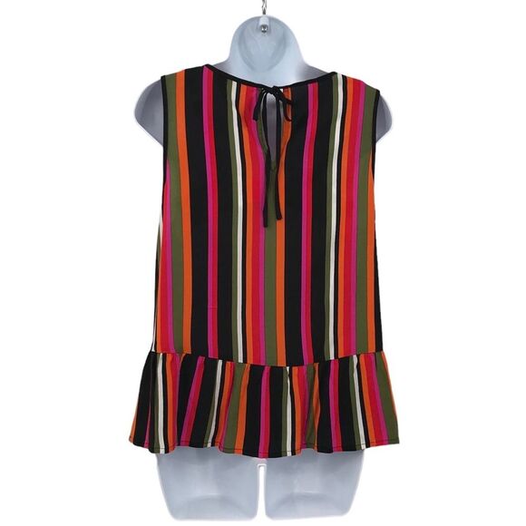 Riley & Rae Clown Striped Peplum Sleeveless Top Sz. M KIdcore - Picture 3 of 12